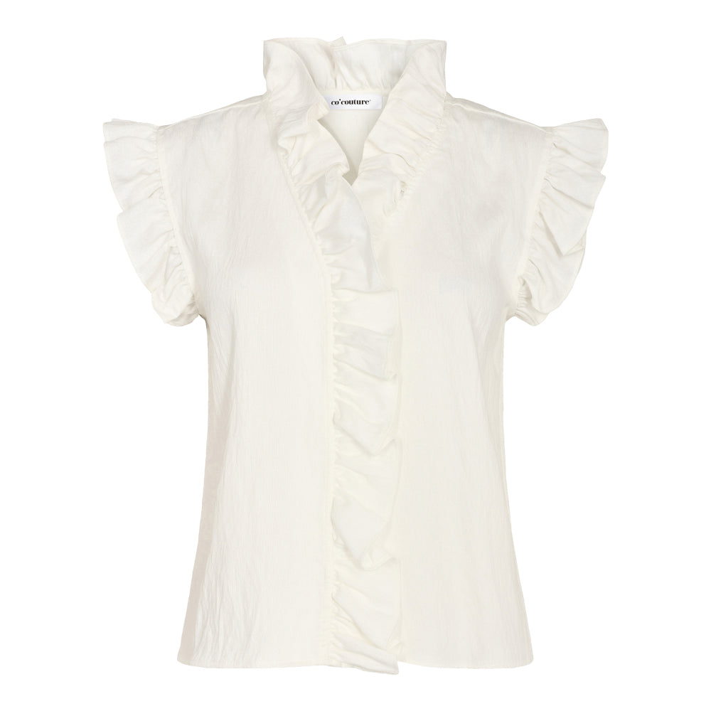 Sueda Frill Top - White