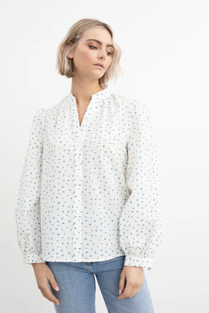 Amalfi Crepe Blouse - Blue Amaryll