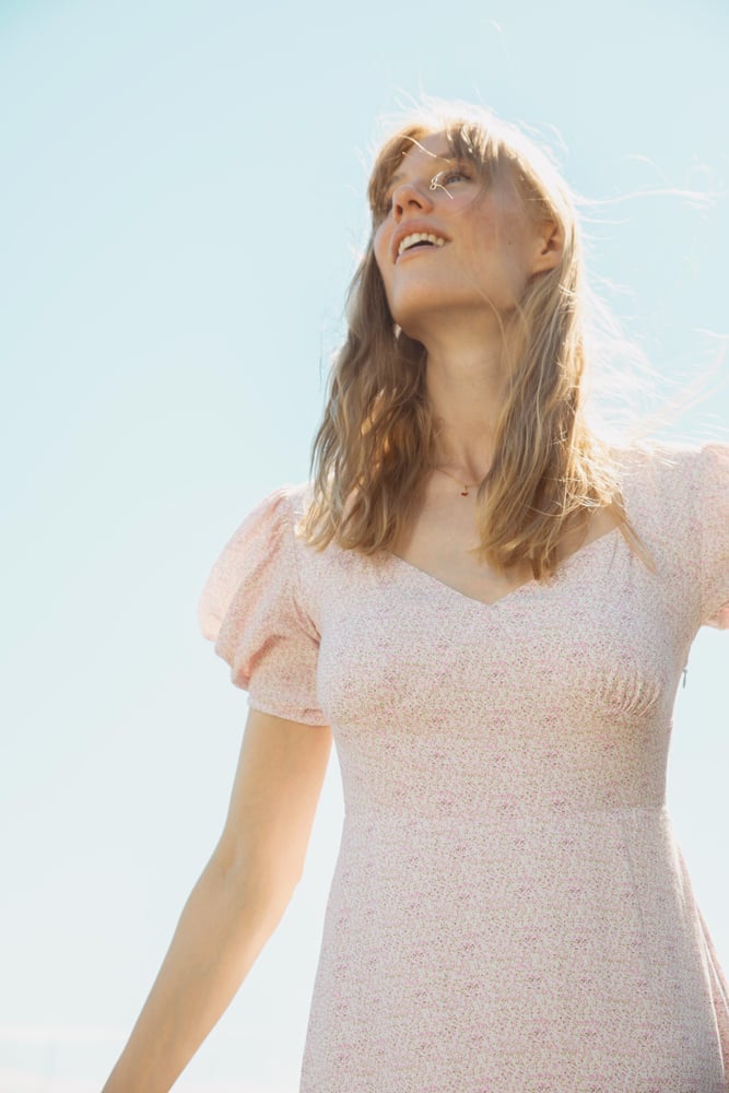 Sienna Short Dress - Pink Flower