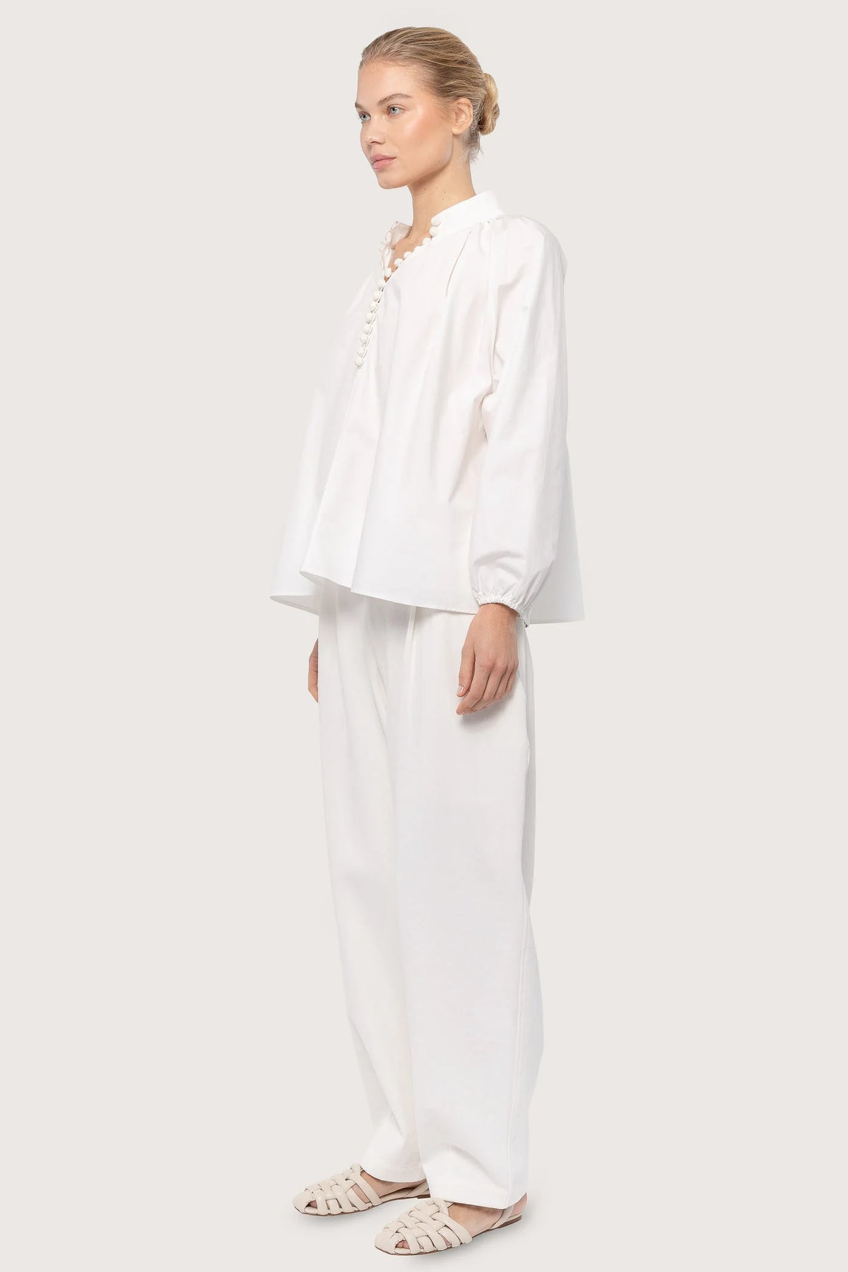 Poplin Bohemian Wide Blouse - White