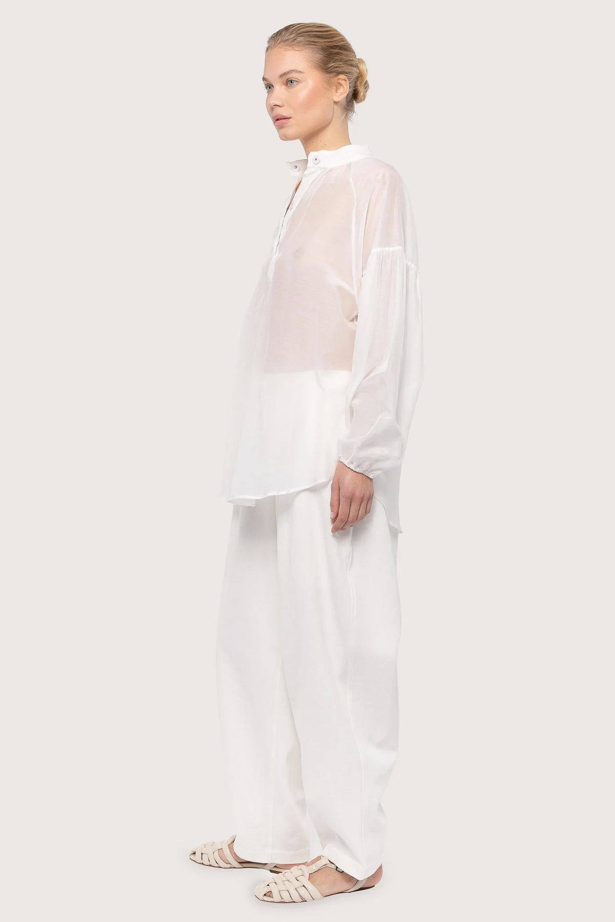 Cotton Silk Poem Shirt - White