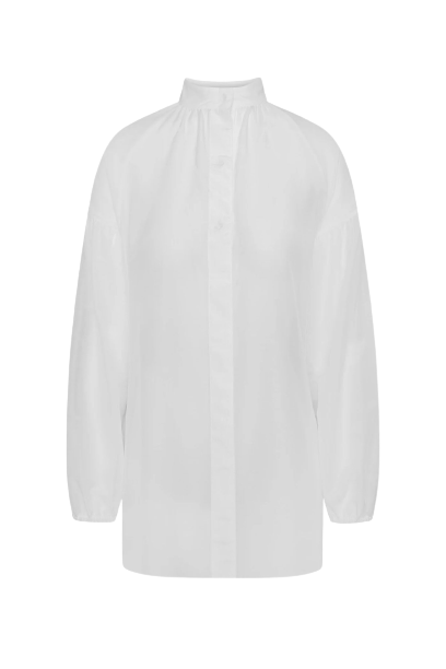 Cotton Silk Poem Shirt - White
