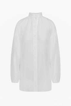 Cotton Silk Poem Shirt - White