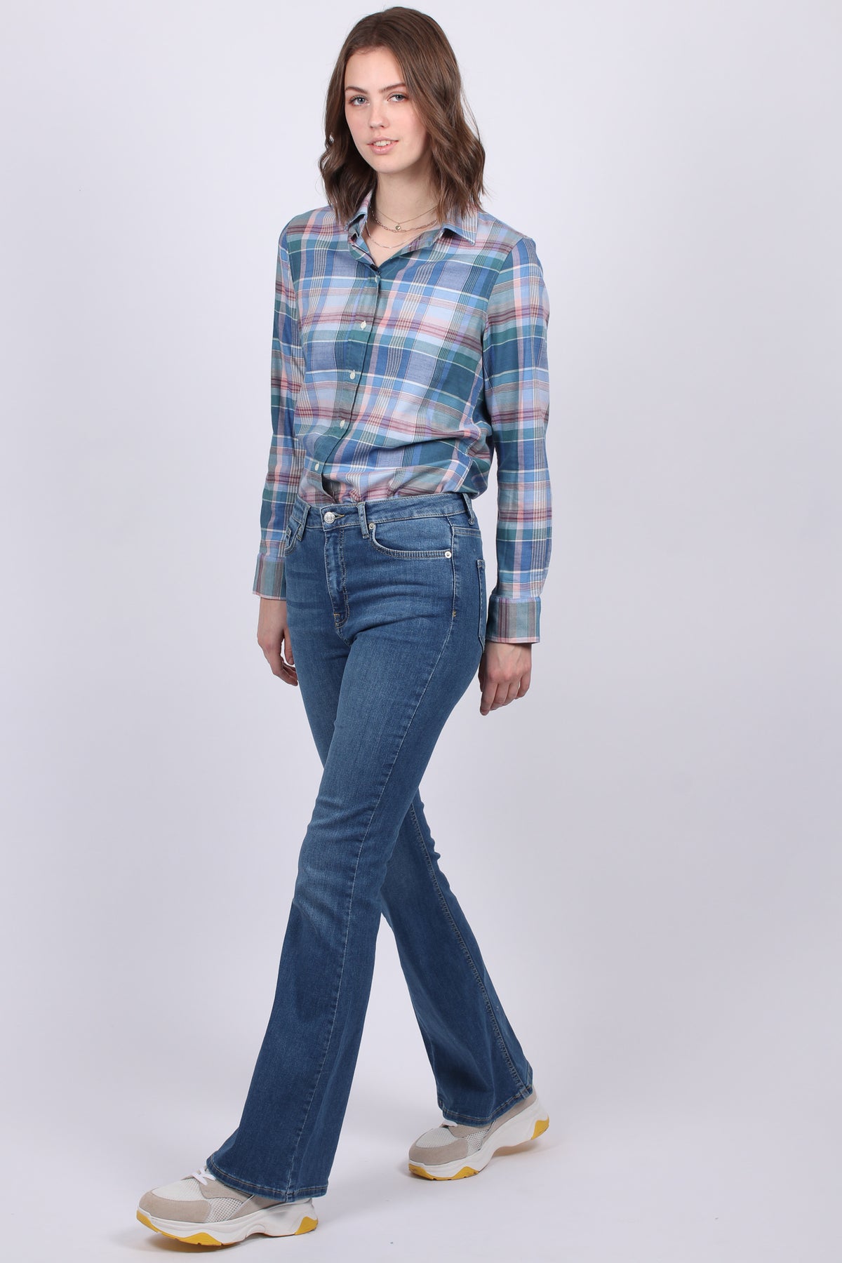 Winter Twill Madras Check Shirt - Mid Blue - GANT - Bluser & Skjorter - VILLOID.no