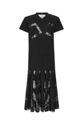 Lace Mix Pleat Dress - Svart