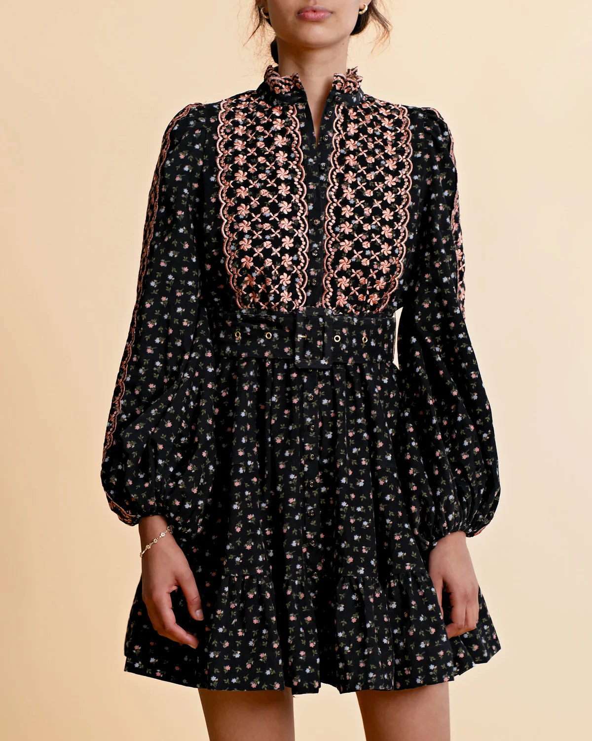 Baby Cord Shirt Dress - Dark Blossom