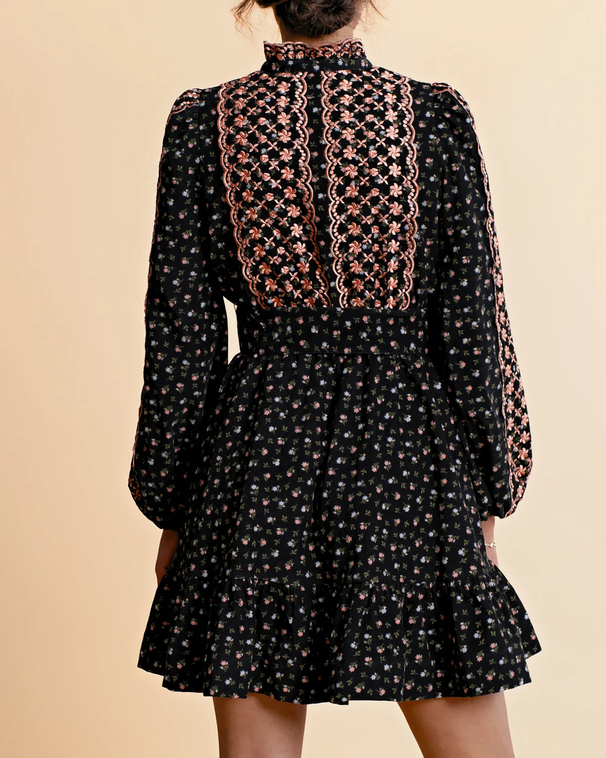 Baby Cord Shirt Dress - Dark Blossom