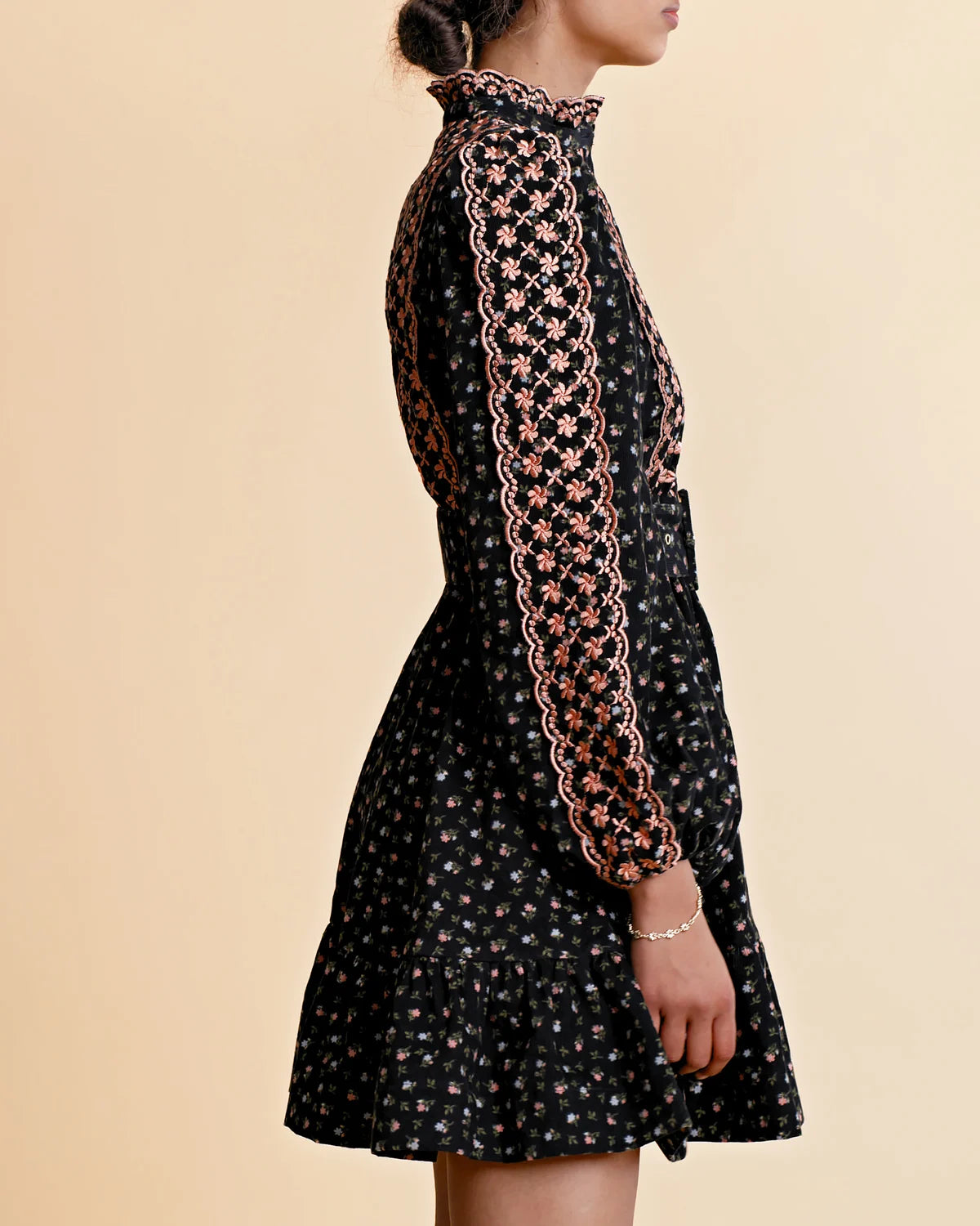 Baby Cord Shirt Dress - Dark Blossom
