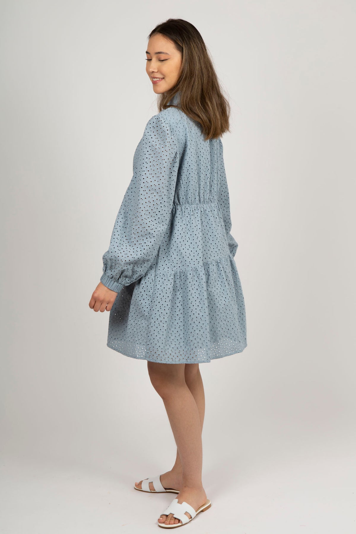 Sealed Broderie Anglaise Dress - Dammblå