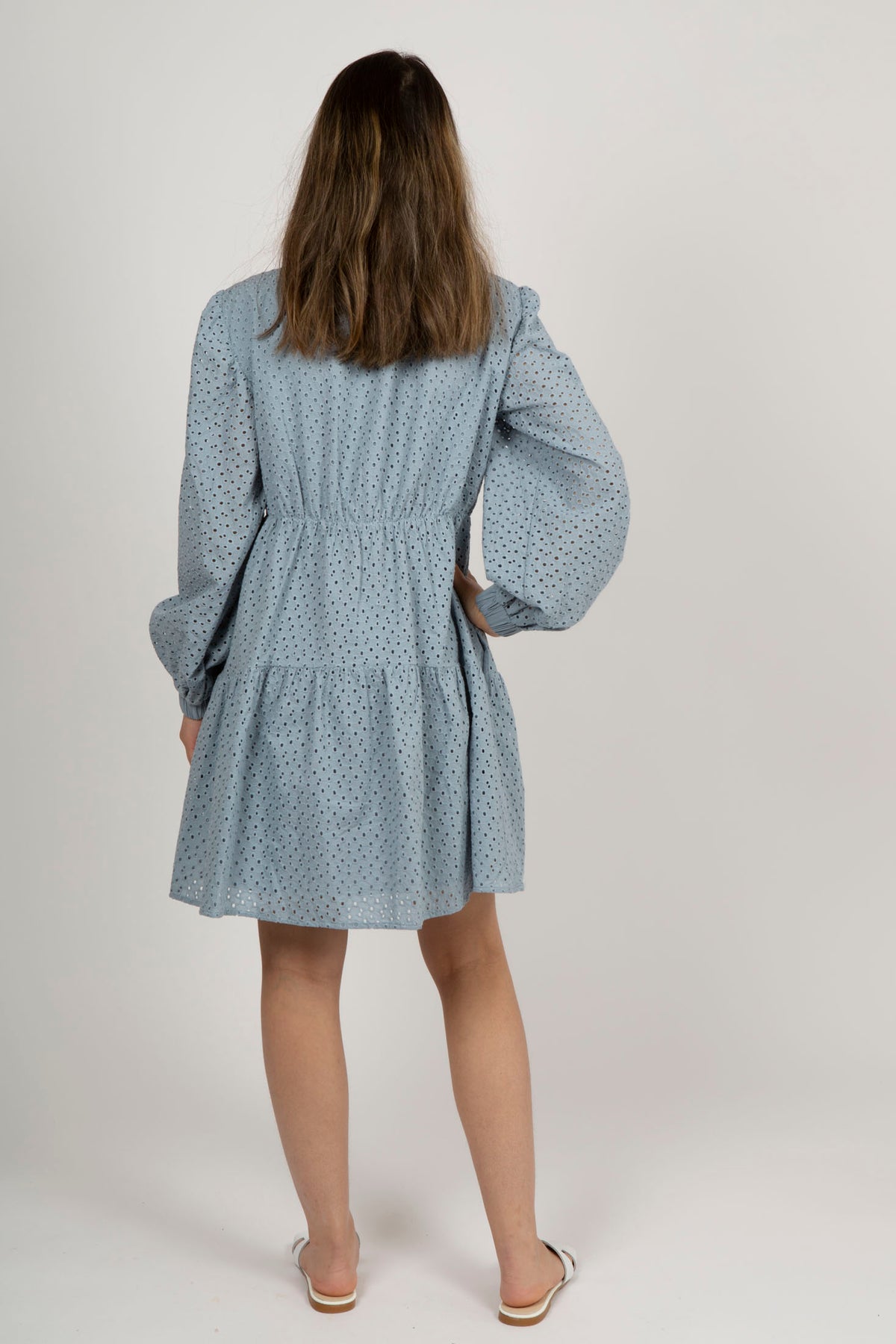 Sealed Broderie Anglaise Dress - Dammblå