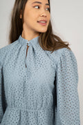 Sealed Broderie Anglaise Dress - Dammblå
