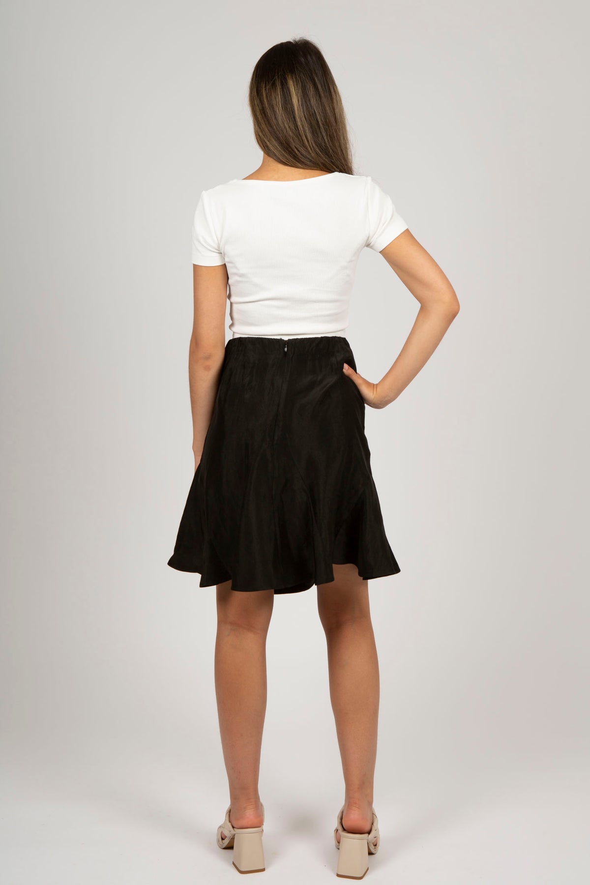 Luna Acetate Skirt - Anthracite Black
