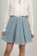 Luna Broderie Anglaise Skirt - Dusty Blue