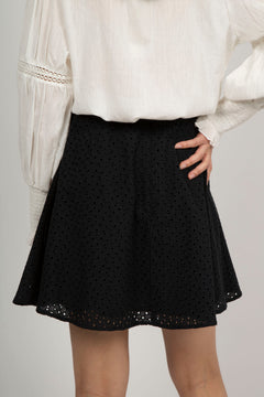 Luna Broderie Anglaise Skirt - Anthracite Black