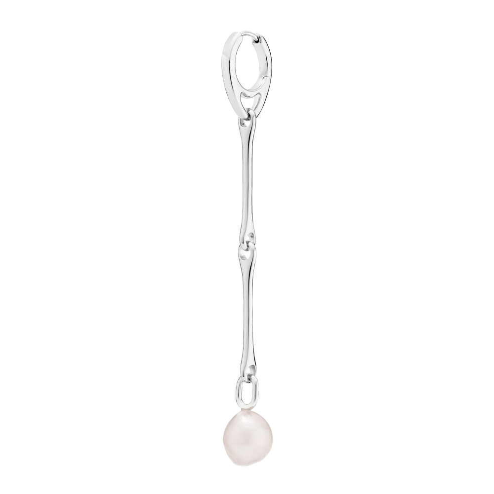 Stag Earring - White Pearl Silver