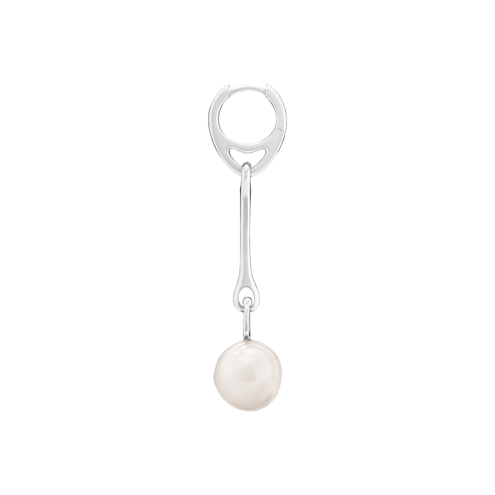 Squash Earring - White Pearl Silver