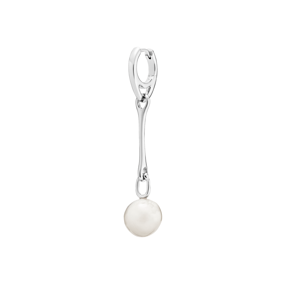 Squash Earring - White Pearl Silver