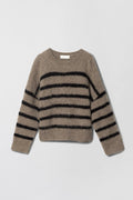 Mountain Oversized Furry Jumper - Black Brown Stripe