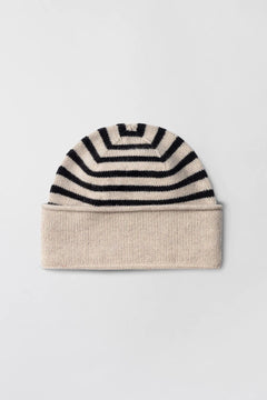 Marseille Turnup Beanie - Black Barley Stripe