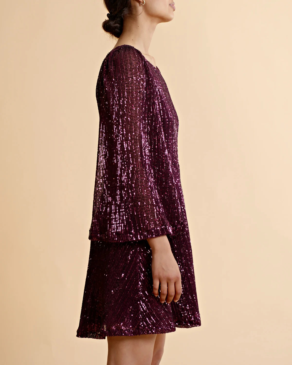 Sequins Mini Dress - Plum