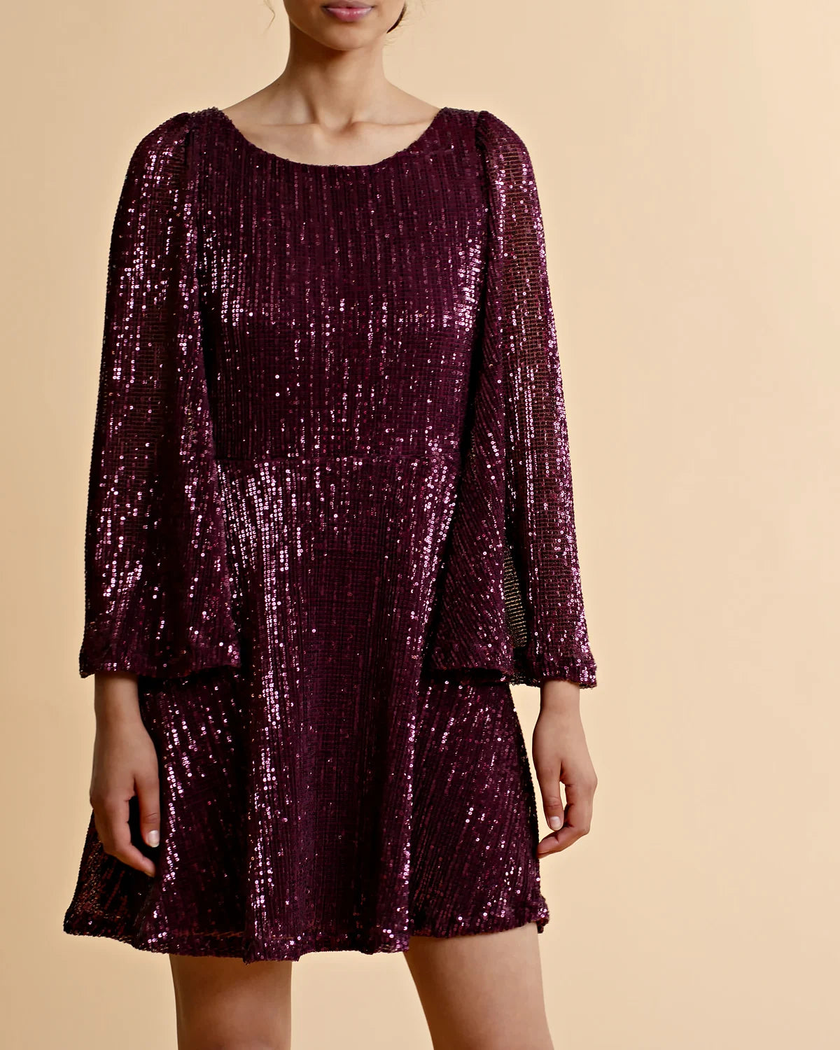 Sequins Mini Dress - Plum