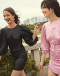 Sequins Puff Sleeve Mini Dress - Pink
