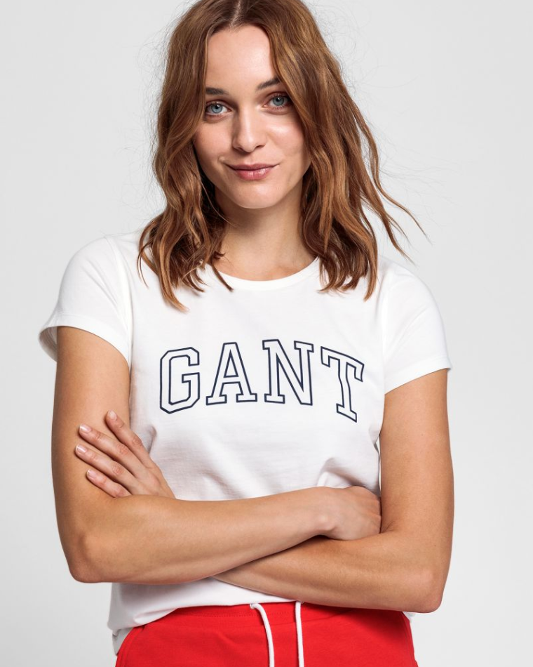 Arch Logo Capsleeve T-Shirt - Eggshell - GANT - T-skjorter & Topper - VILLOID.no