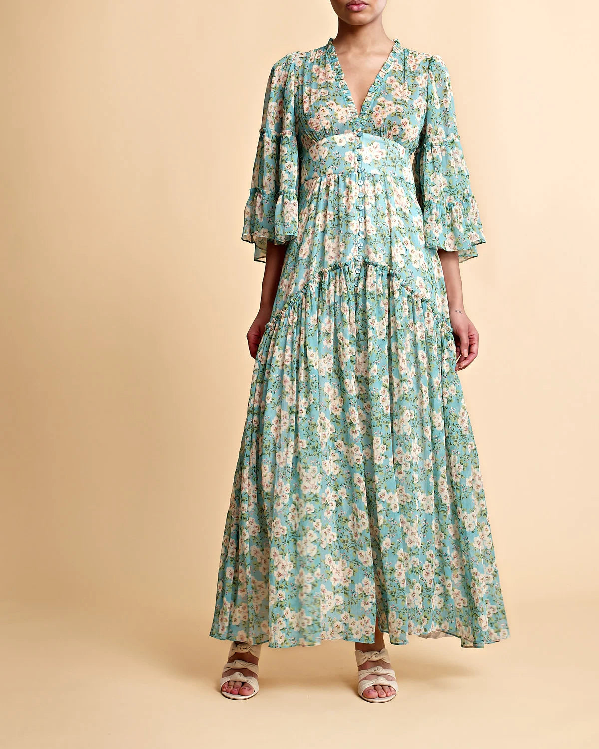 Chiffon V-Neck Dress - New York Blossom