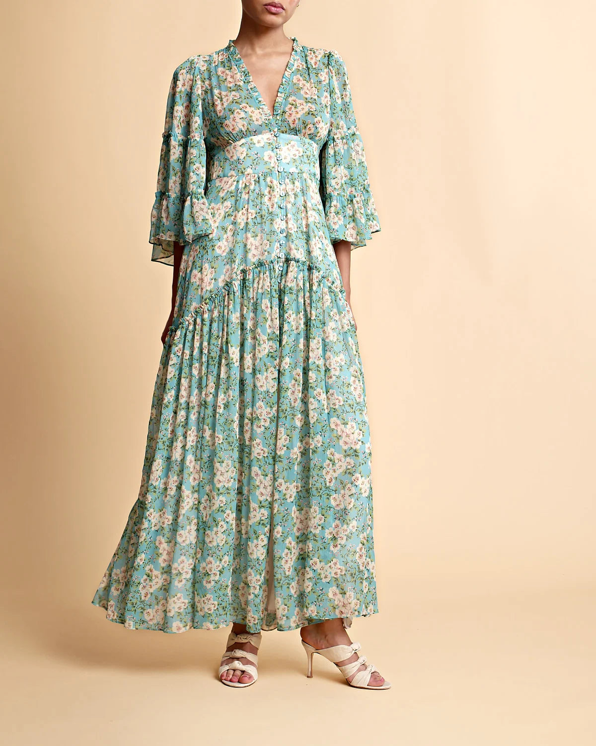 Chiffon V-Neck Dress - New York Blossom