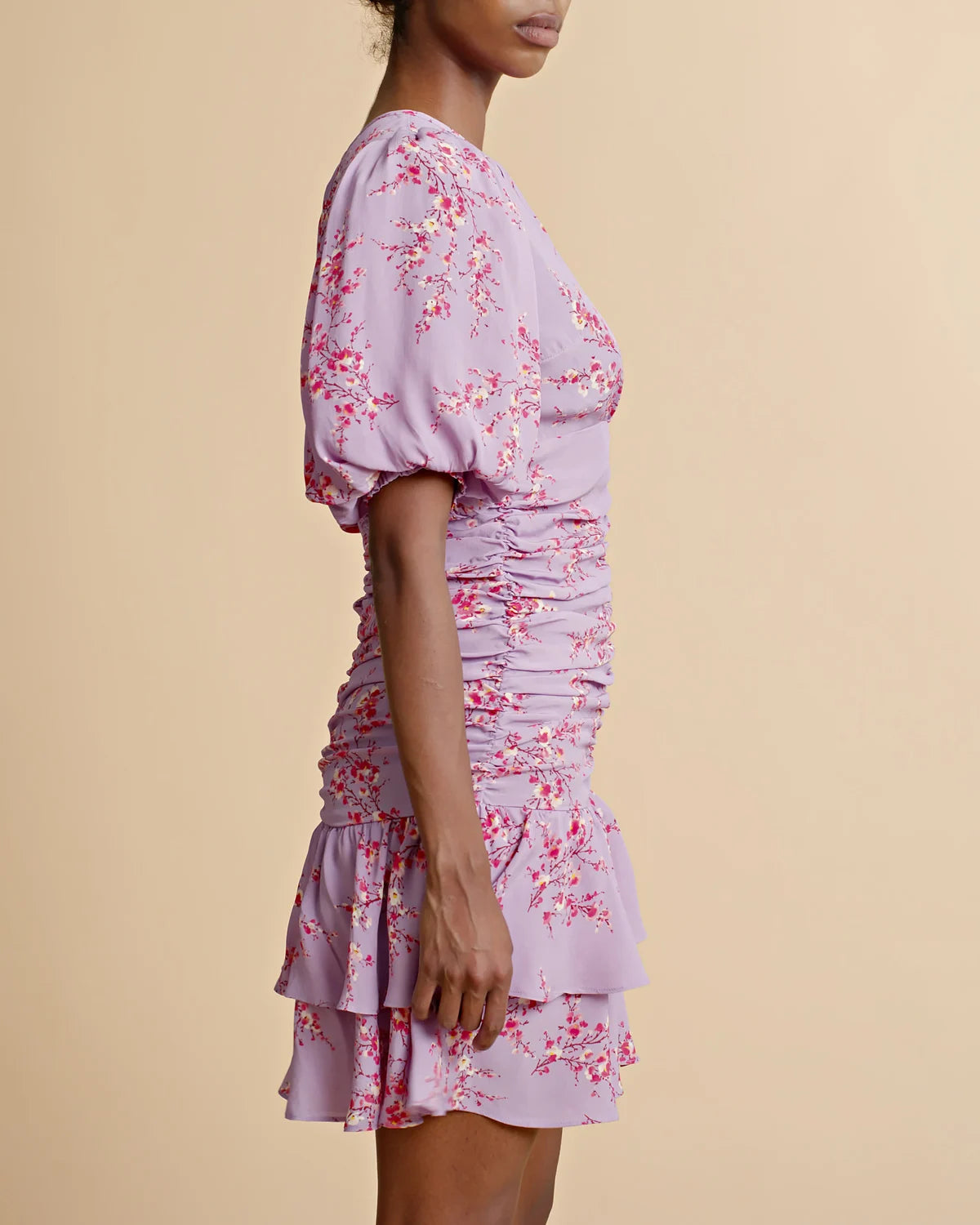 Spring Rouching Dress - Cherry Blossom