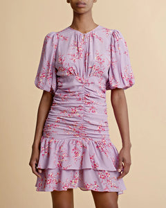 Spring Rouching Dress - Cherry Blossom