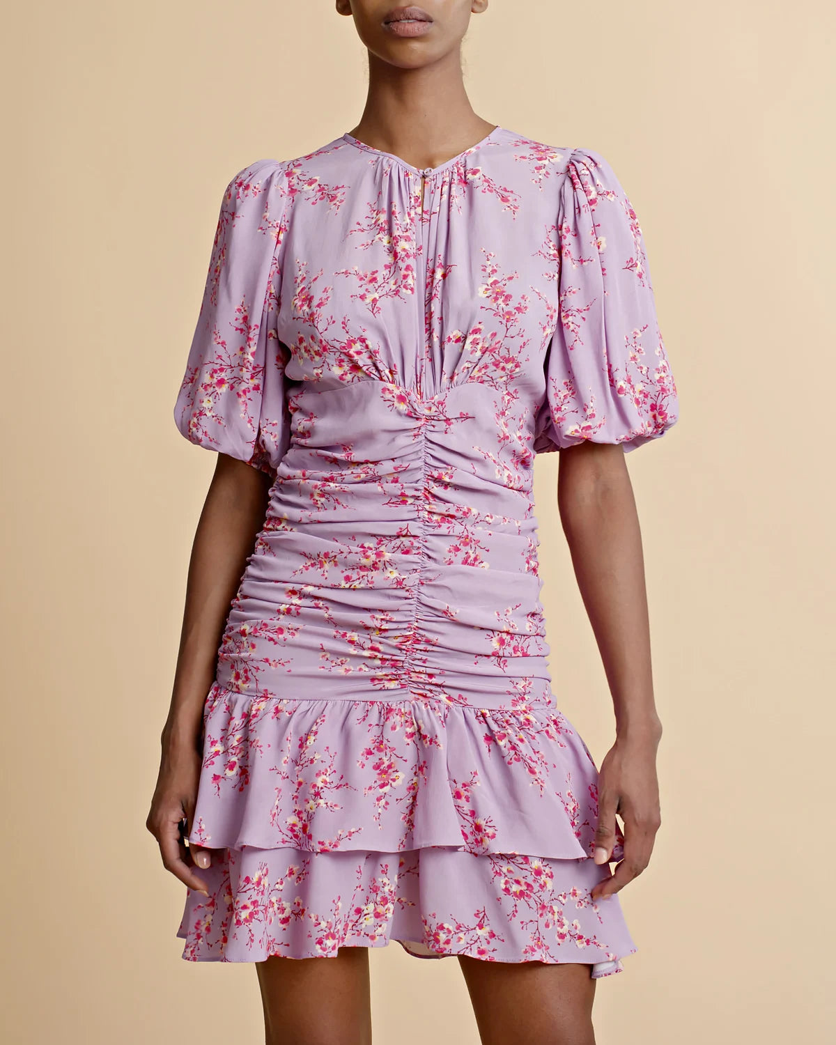 Spring Rouching Dress - Cherry Blossom