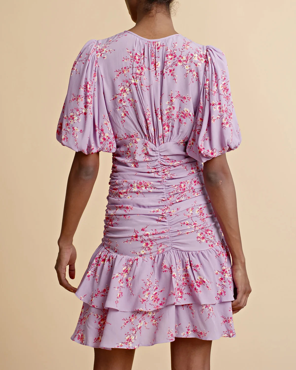 Spring Rouching Dress - Cherry Blossom