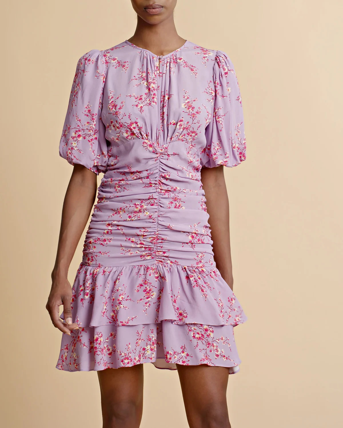 Spring Rouching Dress - Cherry Blossom