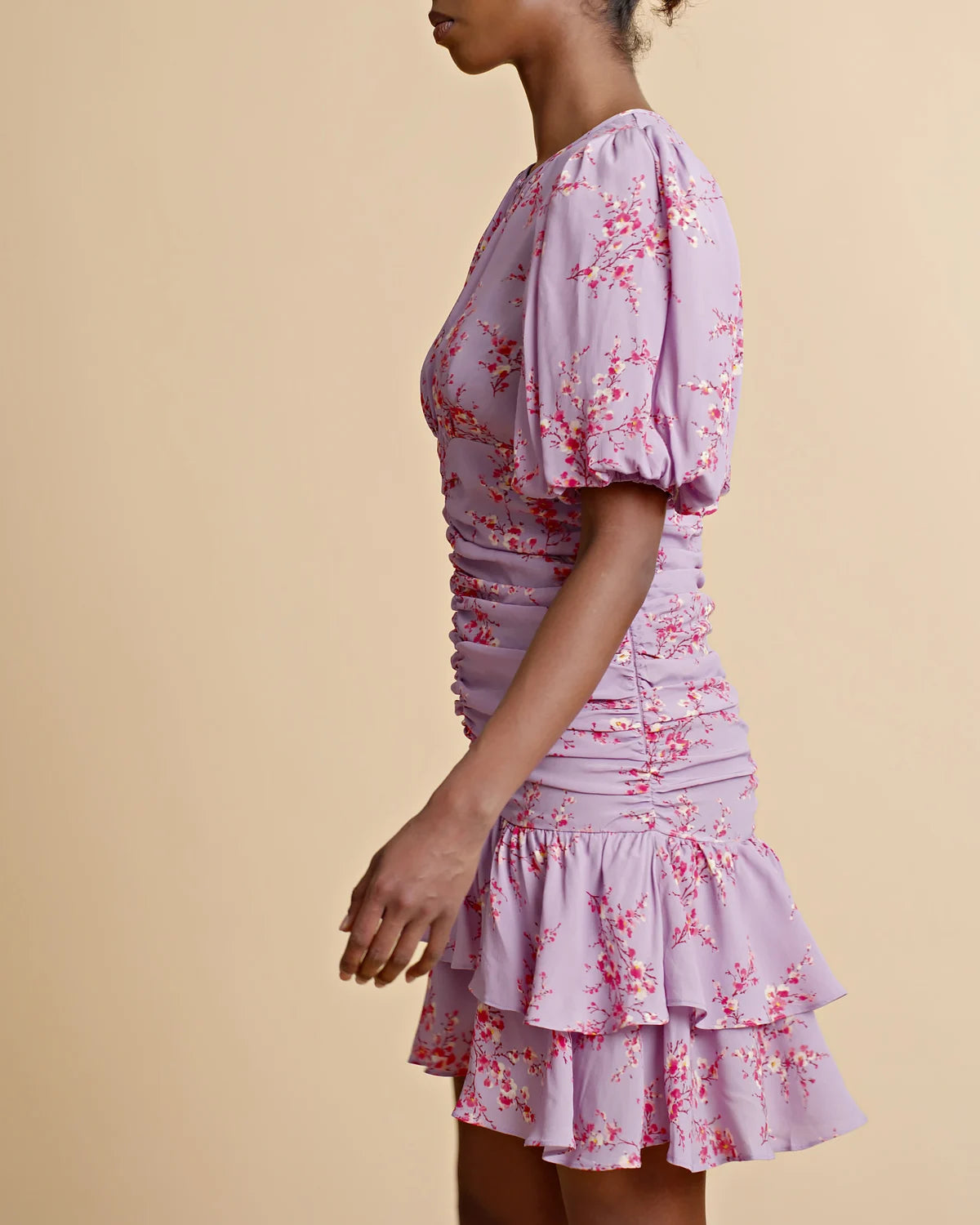 Spring Rouching Dress - Cherry Blossom