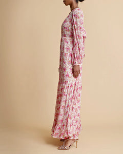 Georgette Open Back Dress - Pink Blossom