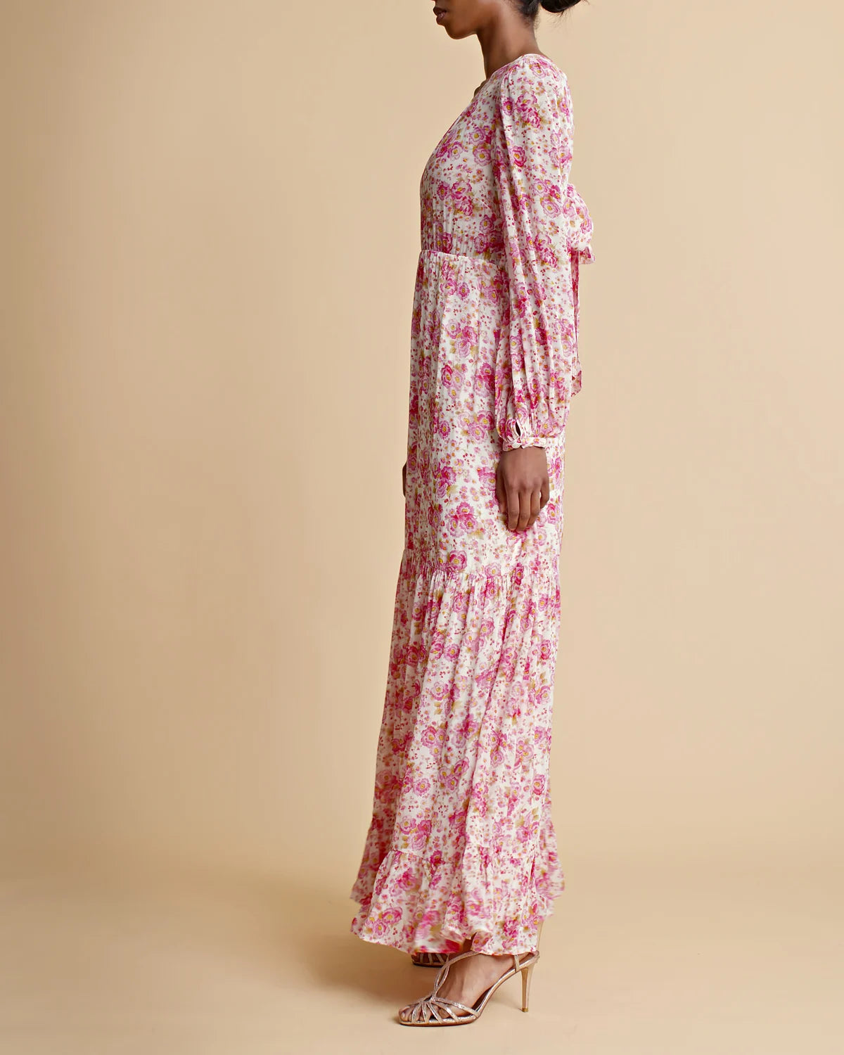 Georgette Open Back Dress - Pink Blossom