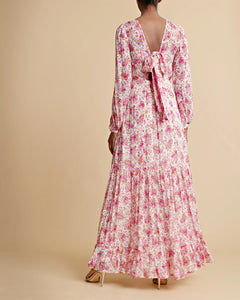Georgette Open Back Dress - Pink Blossom