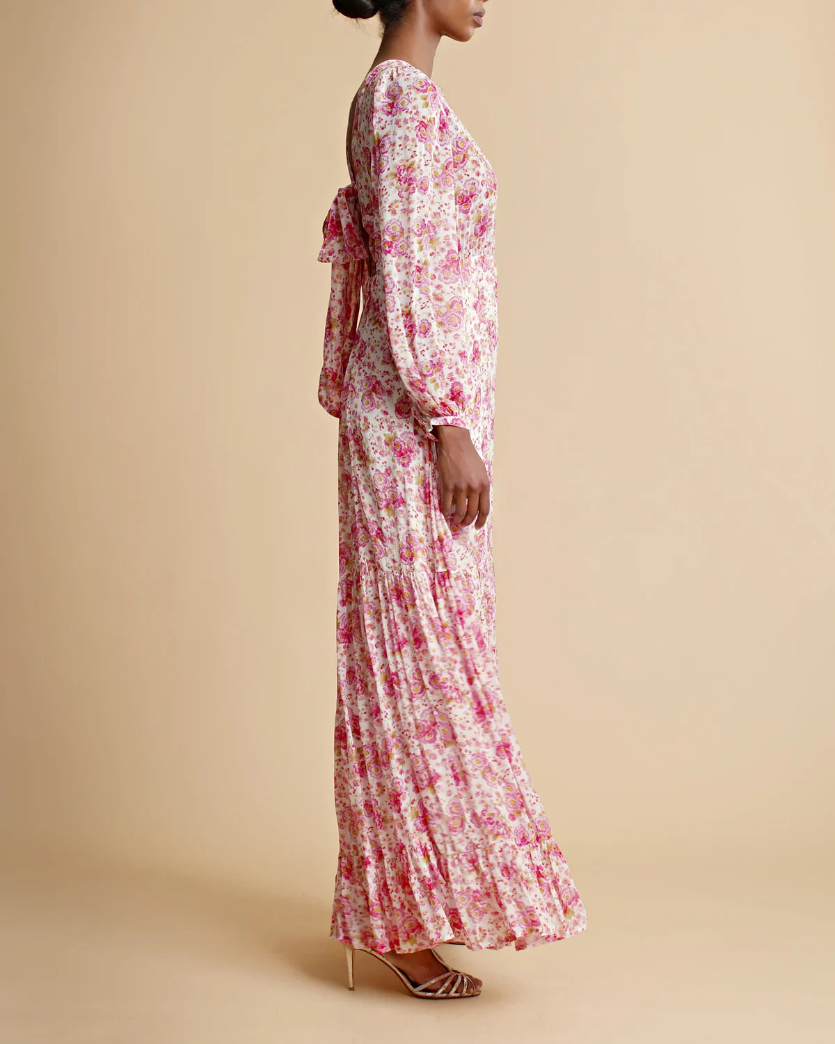 Georgette Open Back Dress - Pink Blossom