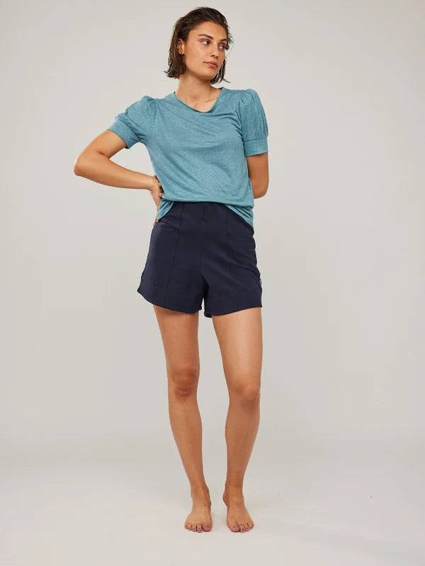 Madeleine Linen Tee - Dusty Teal