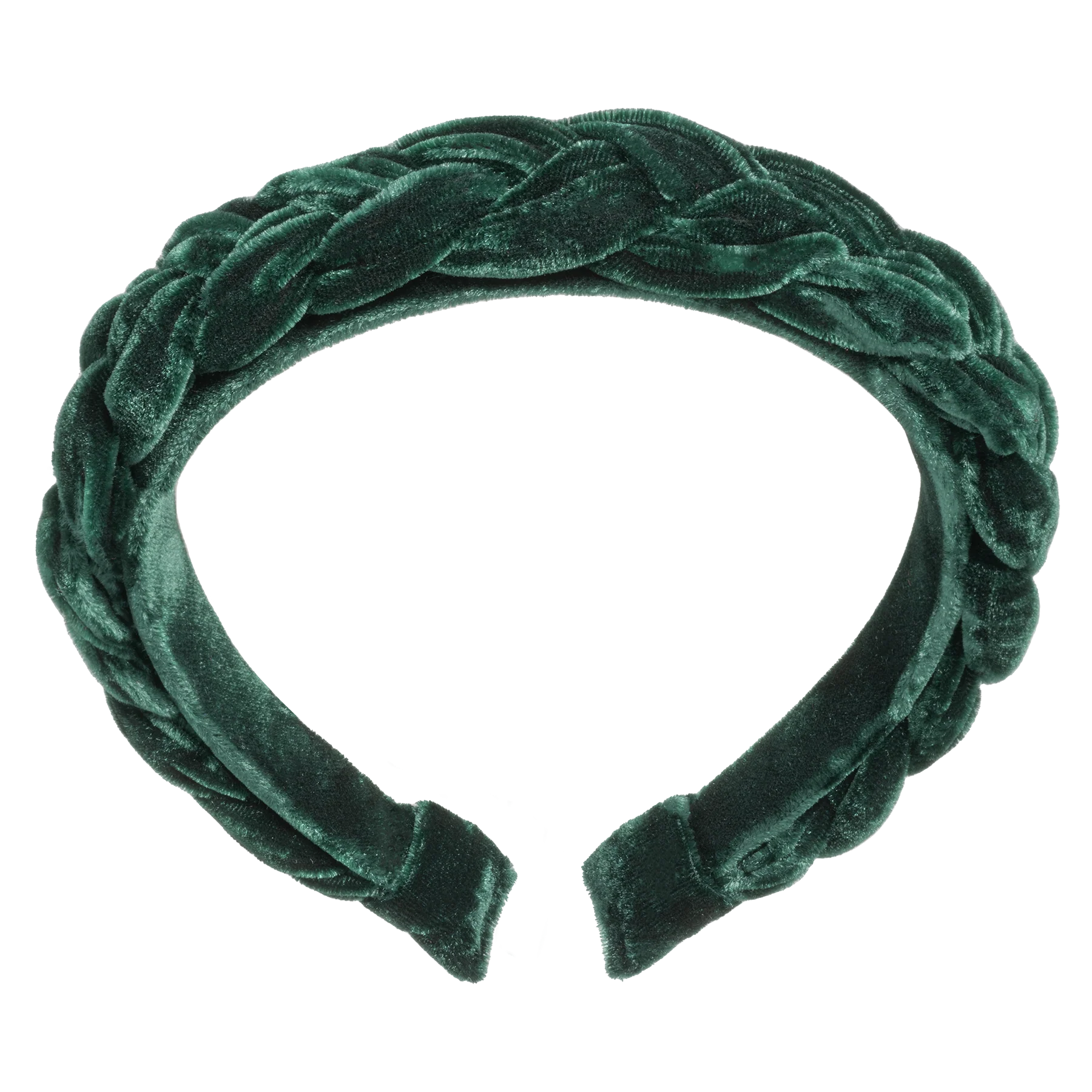 Hairband Braided Silk Velvet - Grön