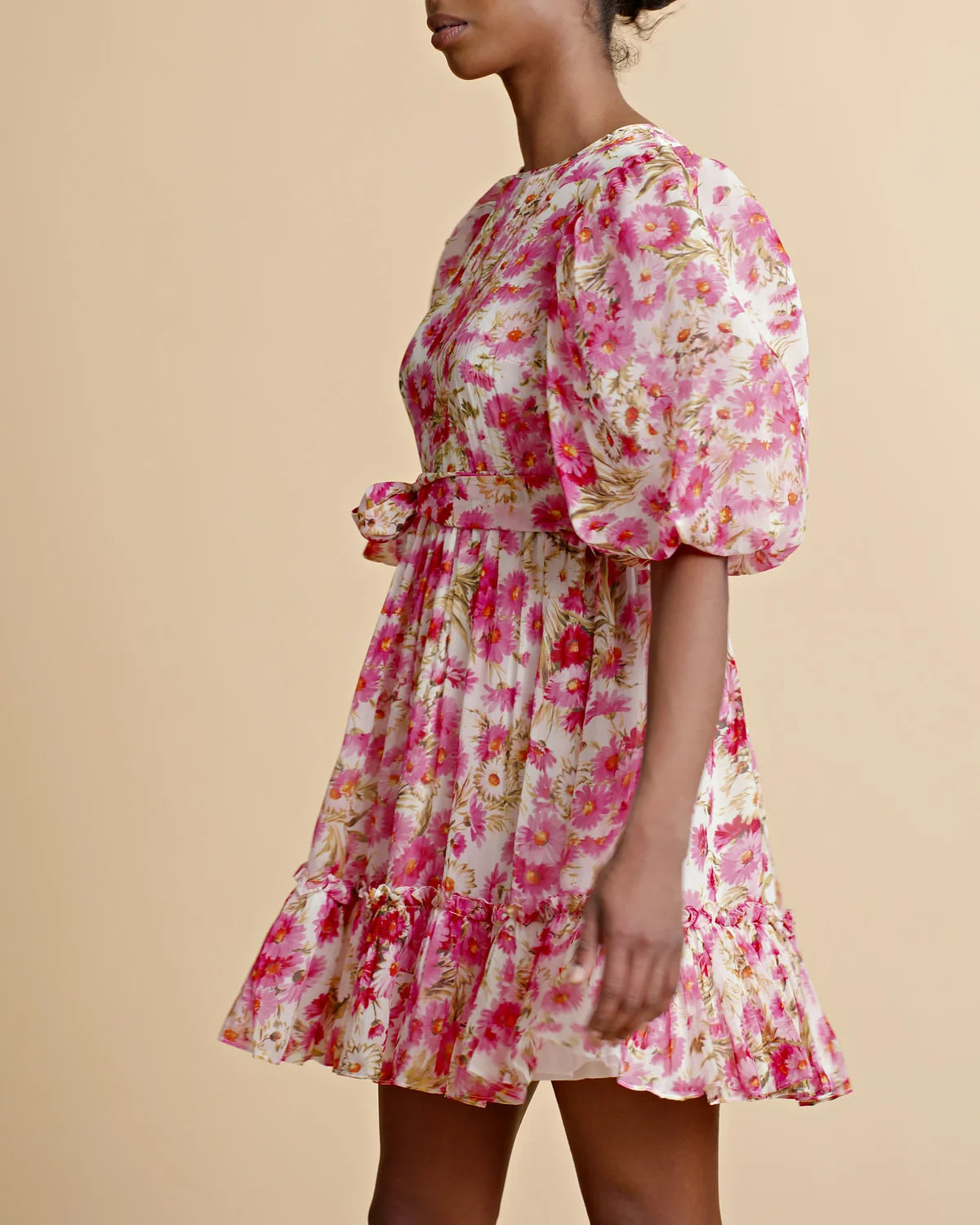 Organza Mini Dress - Pink Daisy