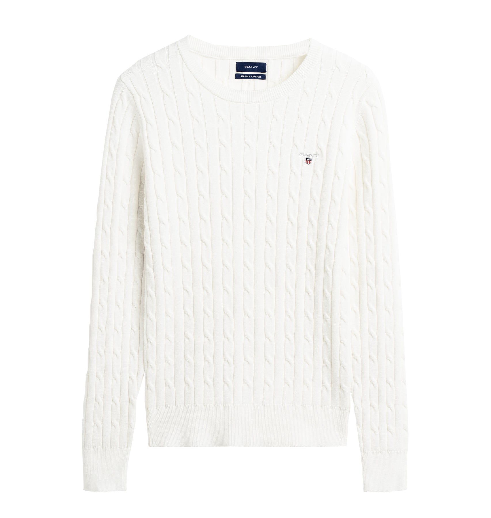 Stretch Cotton Cable Crew - Eggshell - GANT - Gensere - VILLOID.no