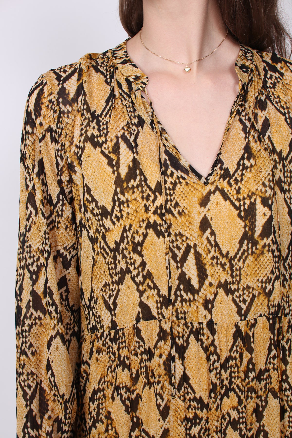 Snake Midi Dress - Chai Tea - Second Female - Kjoler - VILLOID.no