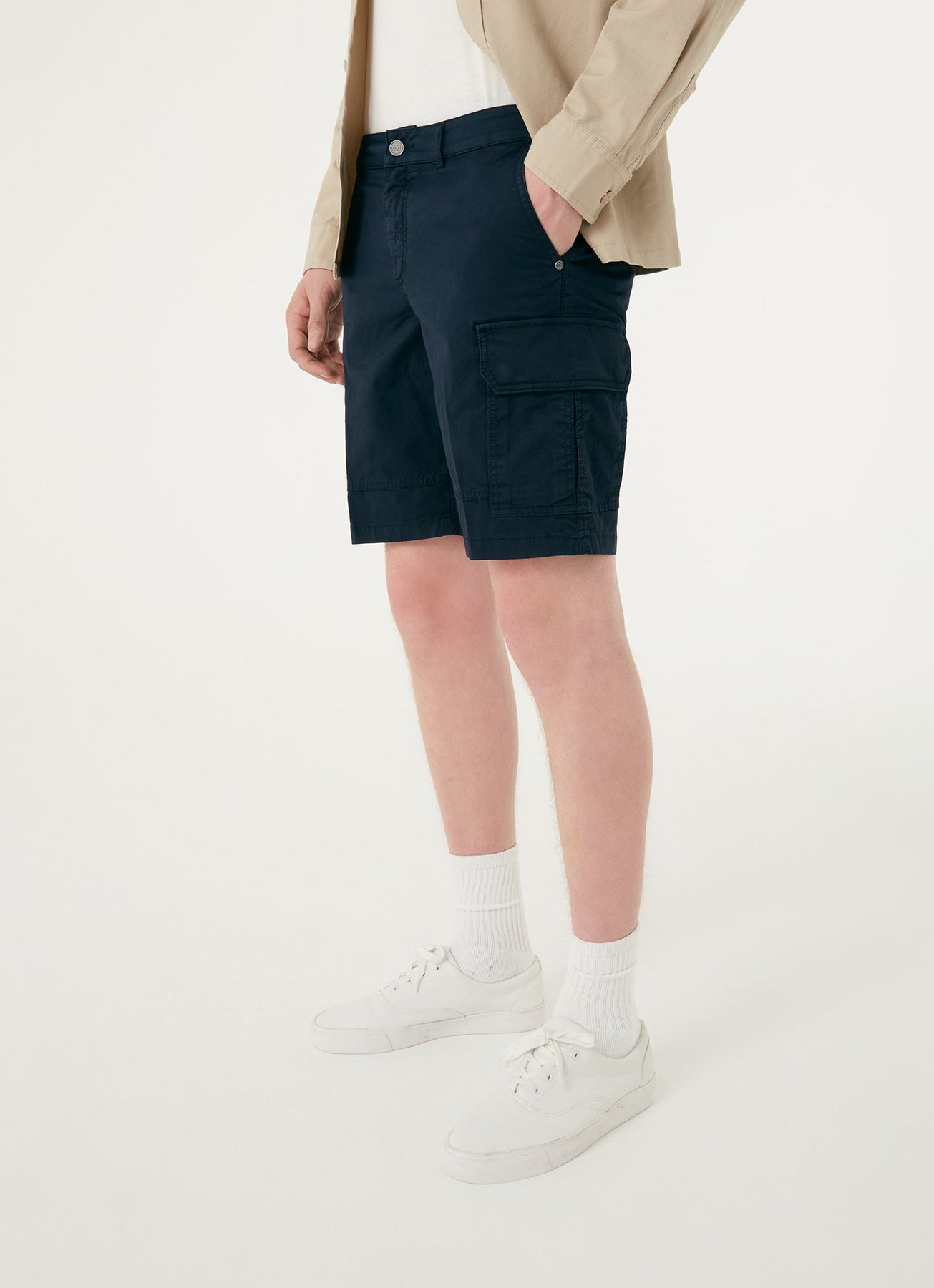 0881T Cotton Bermuda Shorts - Navy Blue
