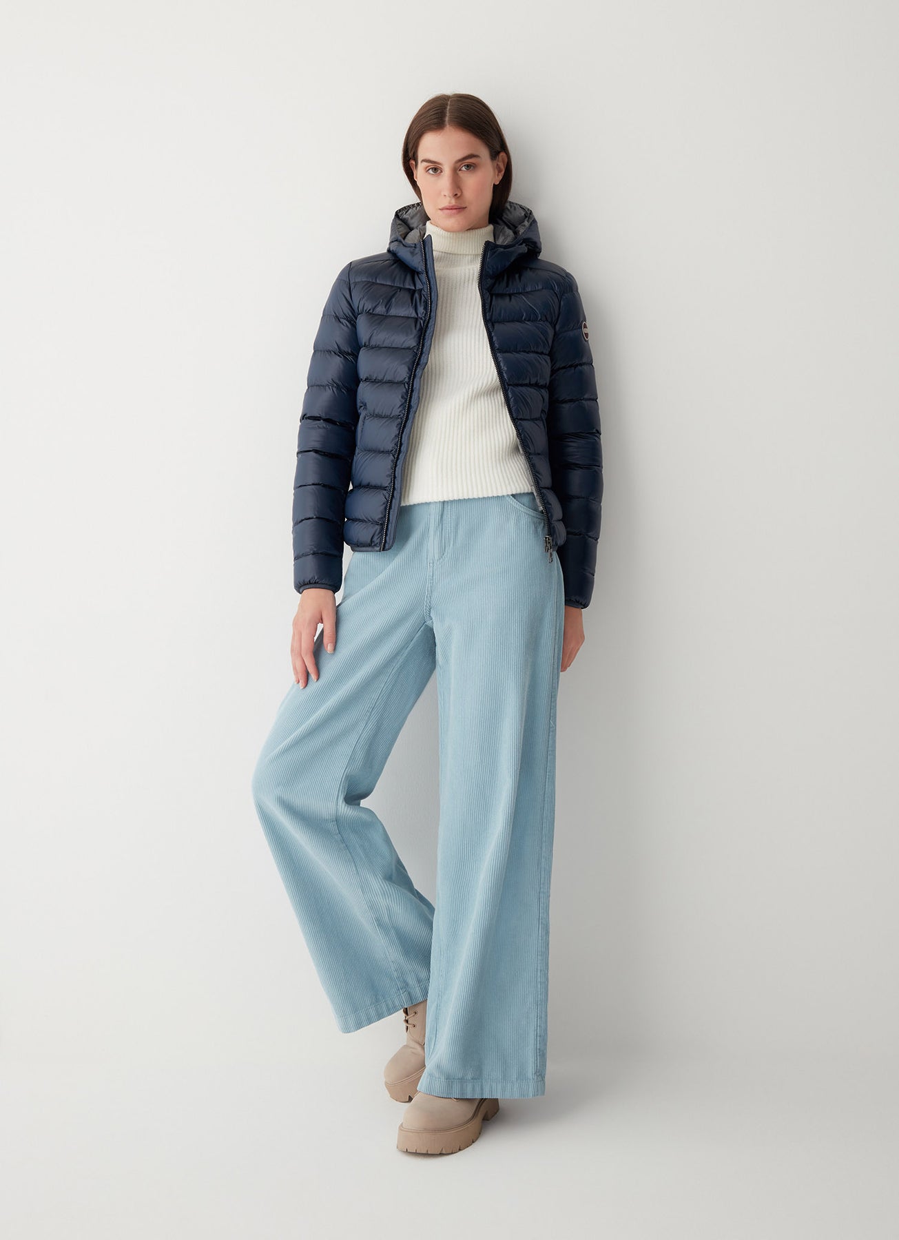 2286N Iridescent Down Jacket - Navy Blue/Dark Steel