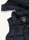 Down Vest With Detachable Hood - Navy Blue