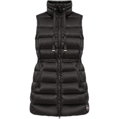 Maxi Down Vest With Drawstring - Black