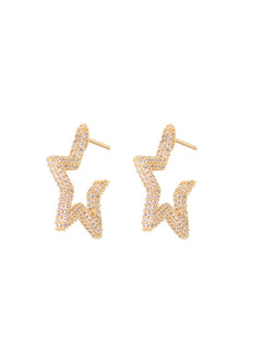 Stone Covered Star Hoops - Clear