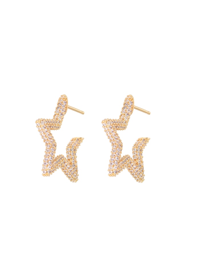 Stone Covered Star Hoops - Clear